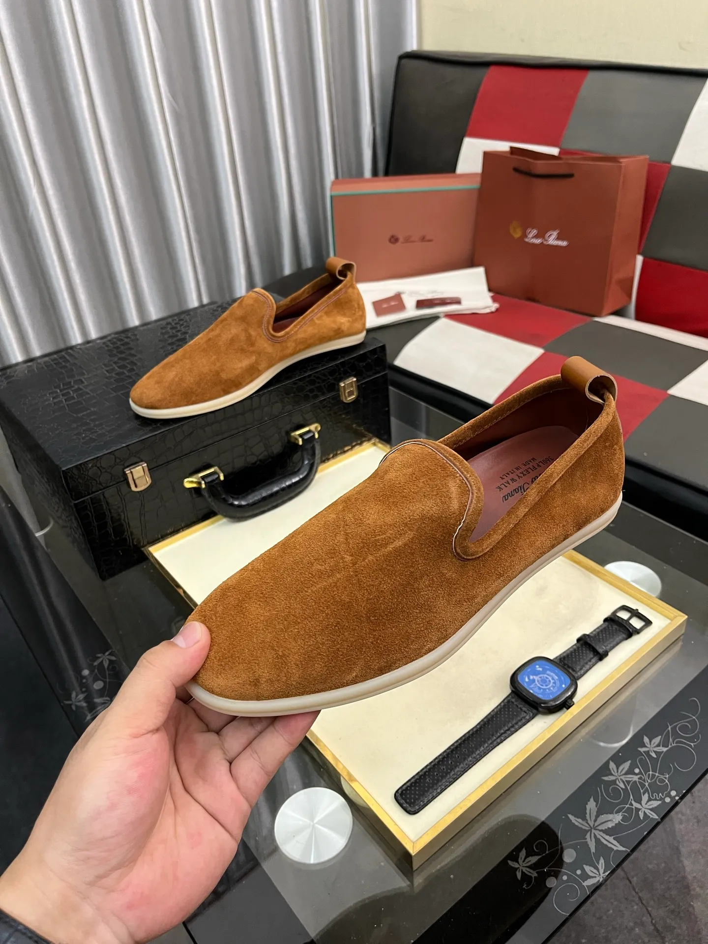Men's men's shoes 💰420⌚️⌚️Loro*Piana pure original 2023 soft and comfortable LP deerskin flat casual star same style slip-on Loft men's shoes size 38-44